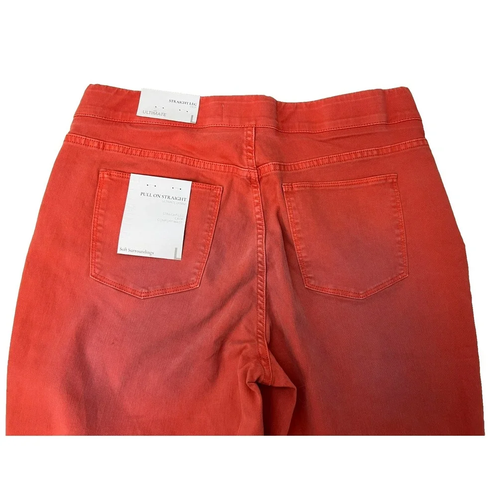 NWT Soft Surroundings the Ultimate Straight Leg Crop Pant Orange SZ L 14/16